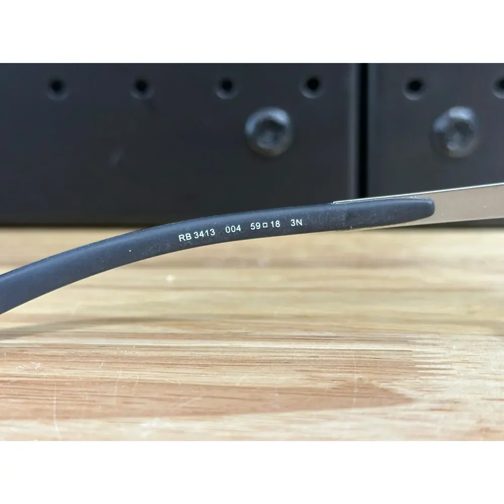 Ray Ban RB 3413 004 Rectangle Gunmetal Gray Eye Glasses 59-18 3N